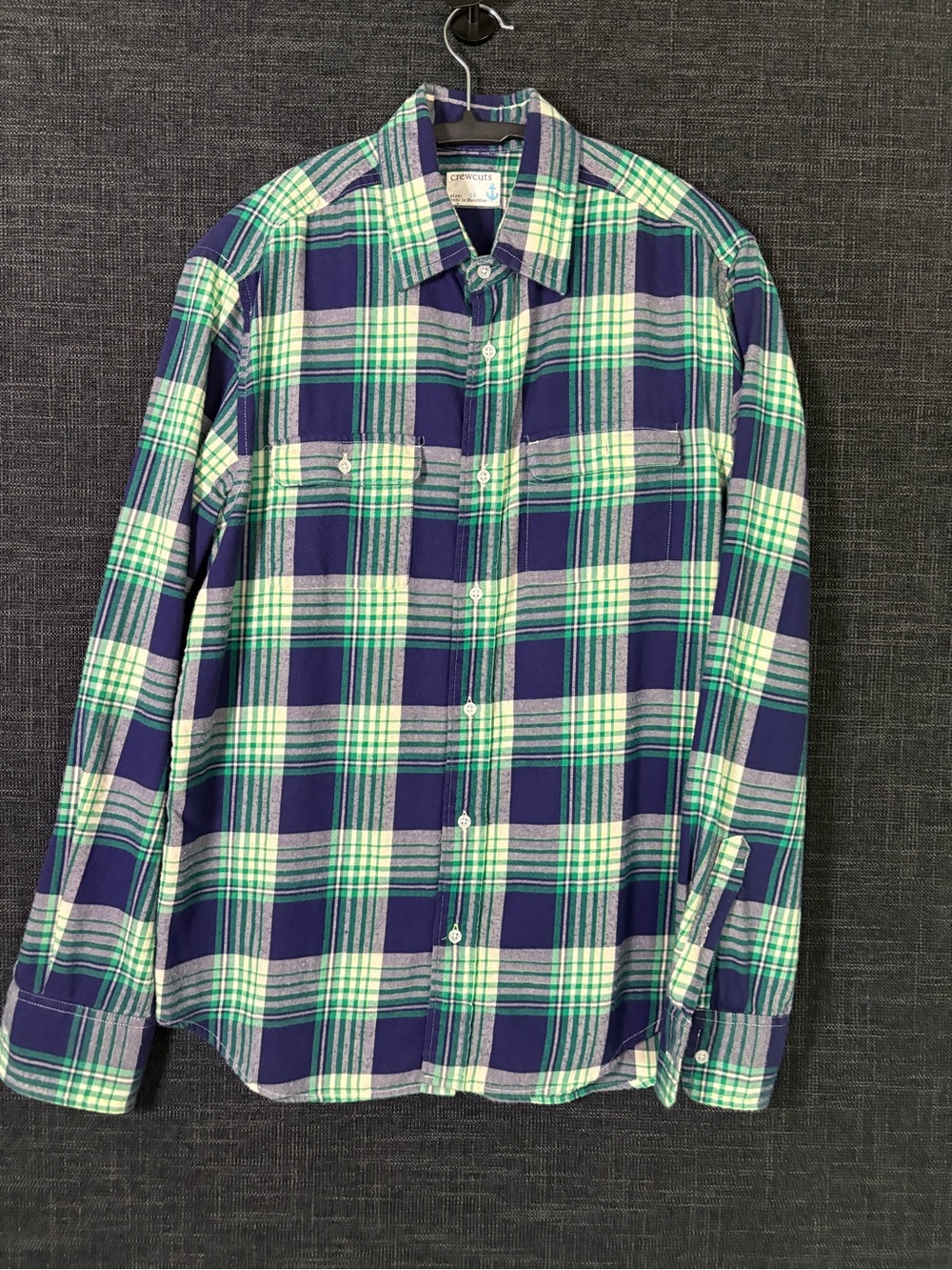 Crewcuts Plaid Button-Down Shirt in Navy & Green